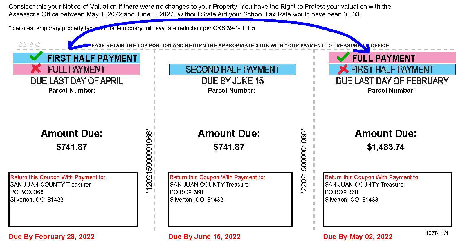 Tax Notice Payment Stub Correction